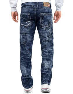 Kosmo Lupo Regular Fit Jeans Herren Stonewashed KM006d Blue W30/L32