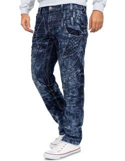 Kosmo Lupo Regular Fit Jeans Herren Stonewashed KM006d Blue W30/L32