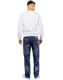 Kosmo Lupo Regular Fit Jeans Herren Stonewashed KM006d Blue W30/L32