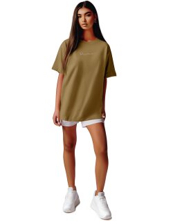 Reichstadt Oversized T-Shirt Damen Brand Stick23RSW044 Khaki M
