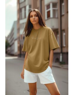 Reichstadt Oversized T-Shirt Damen Brand Stick23RSW044 Khaki M