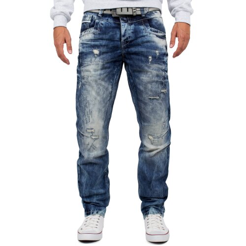 Cipo & Baxx regular fit Jeans Herren Stonewashed CD104 Blue W33/L34