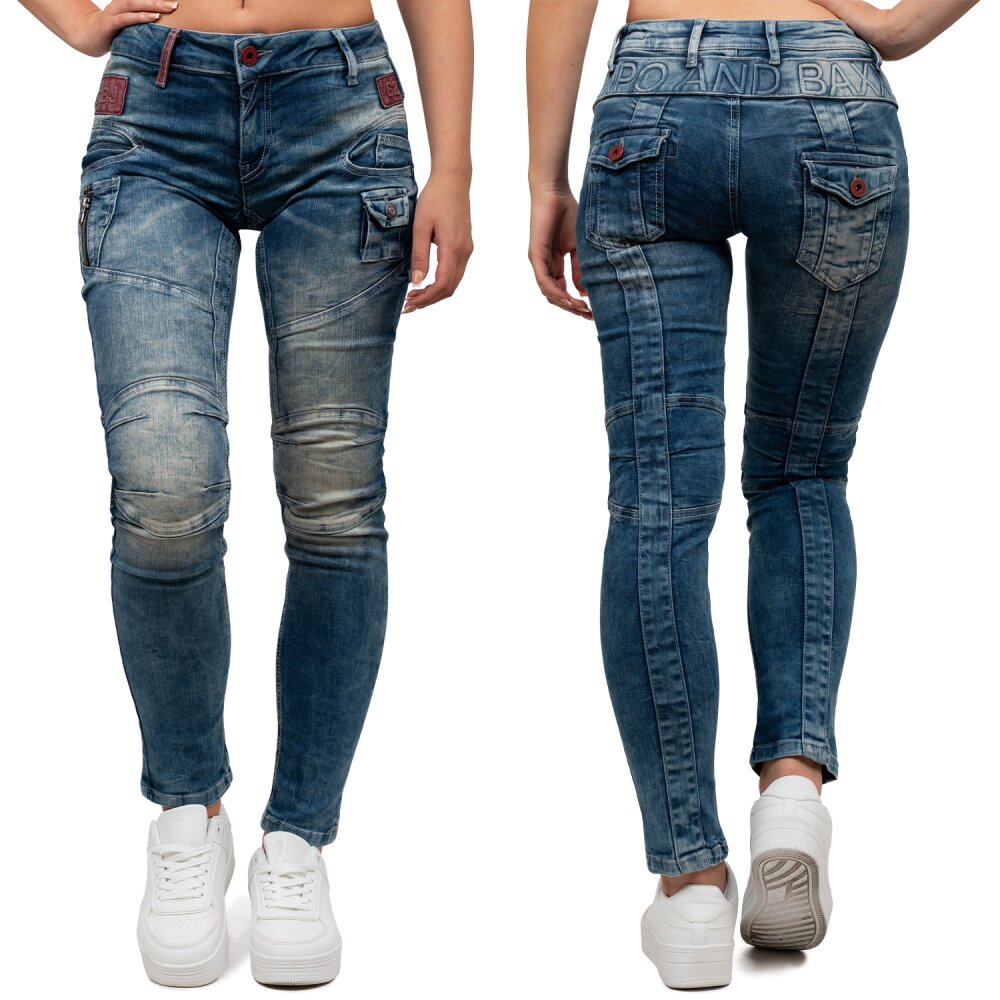 Cipo & Baxx slim fit Jeans Damen Stonewashed WD358 Blue W31/L34