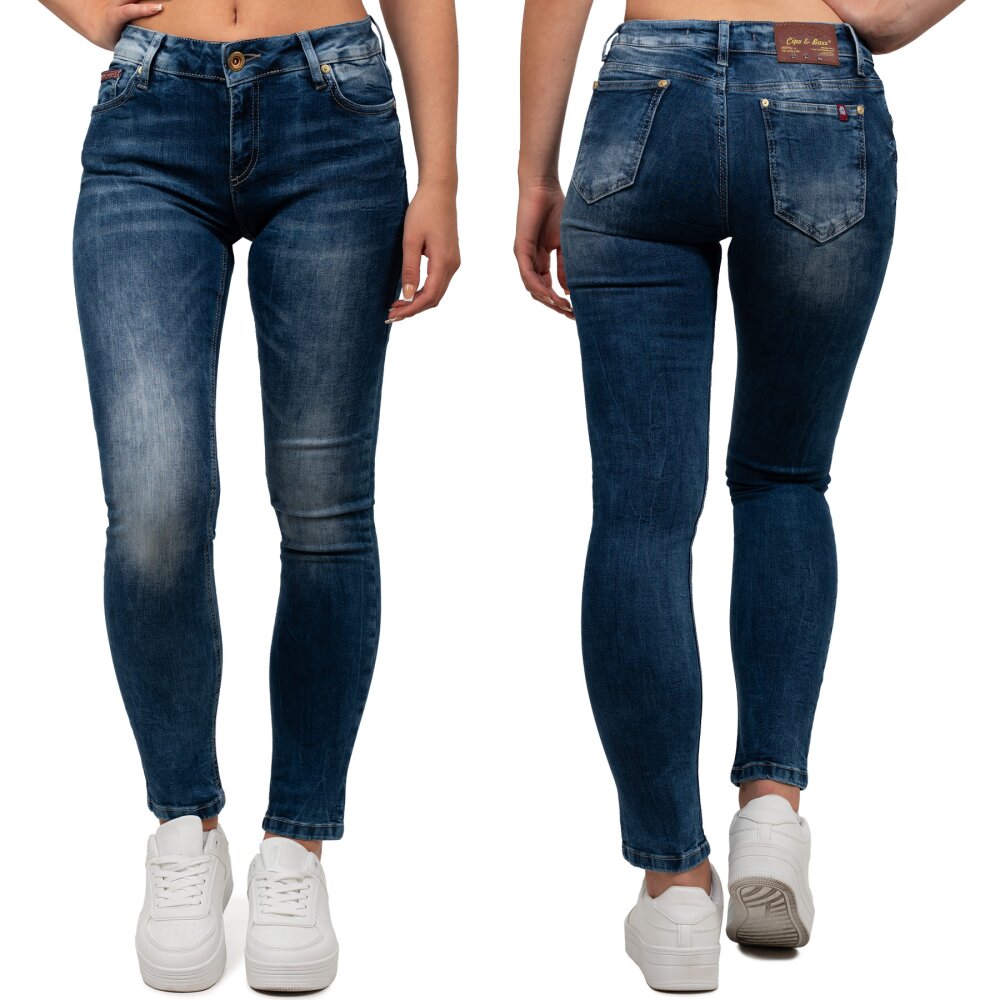Cipo & Baxx slim fit Jeans Damen Stonewashed WD461 Blue W31/L34
