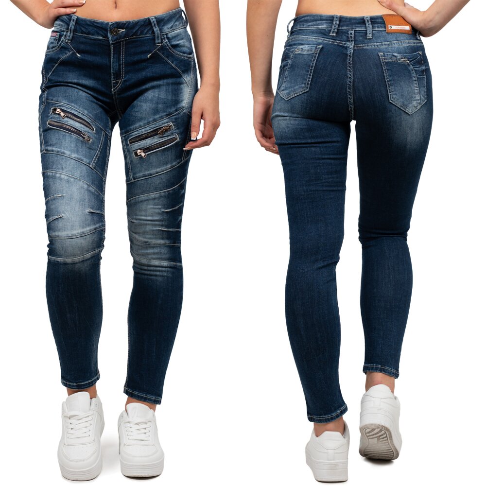 Cipo & Baxx Slim Fit Jeans Damen Stonewashed WD501 Blue W25/L32