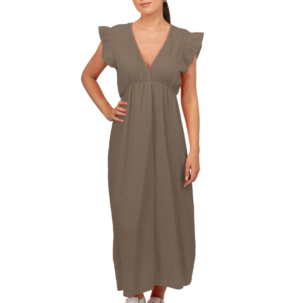 Reichstadt Relaxed Fit Sommerkleid Damen Musselin 25RSW076 Taupe One Size
