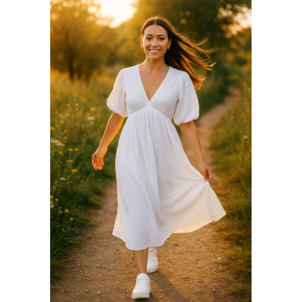 Reichstadt Relaxed Fit Sommerkleid Damen Musselin 25RSW077 White One Size