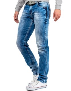 Cipo & Baxx straight fit Jeans Herren Stonewashed CD319 Blue W34/L32