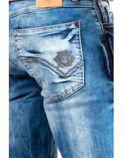 Cipo & Baxx straight fit Jeans Herren Stonewashed CD319 Blue W33/L34
