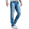 Cipo & Baxx straight fit Jeans Herren Stonewashed CD319 Blue W40/L34