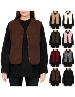 Reichstadt Relaxed Fit Teddy Weste Knopfleiste   25RSW098