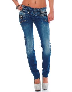 Cipo & Baxx Straight Fit Jeans Damen Stonewashed CBW0282 Blue W27/L34
