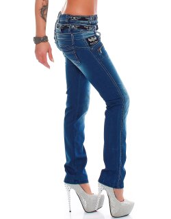 Cipo & Baxx Straight Fit Jeans Damen Stonewashed CBW0282 Blue W27/L34