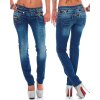 Cipo & Baxx Straight Fit Jeans Damen Stonewashed CBW0282 Blue W27/L34