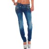 Cipo & Baxx Straight Fit Jeans Damen Stonewashed CBW0282 Blue W27/L34