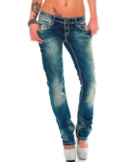 Cipo & Baxx Slim Fit Jeans Damen Stonewashed WD153 Blue W28/L32