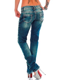 Cipo & Baxx Slim Fit Jeans Damen Stonewashed WD153 Blue W29/L32
