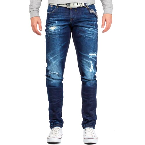 Cipo & Baxx slim fit Jeans Herren Stonewashed CD392 Blue W30/L34