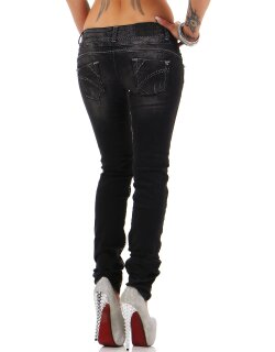 Cipo & Baxx Slim Fit Jeans Damen Stonewashed CBW0655 Black W30/L34