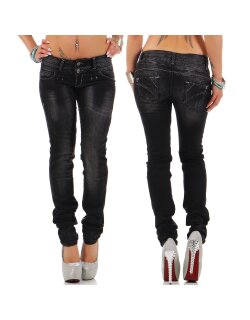 Cipo & Baxx Slim Fit Jeans Damen Stonewashed CBW0655 Black W32/L34