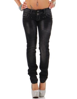 Cipo & Baxx Slim Fit Jeans Damen Stonewashed CBW0655 Black W32/L34
