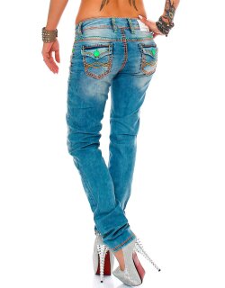 Cipo & Baxx slim fit Jeans Damen Stonewashed CBW0445 Blue W27/L32