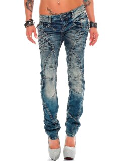 Cipo & Baxx slim fit Jeans Damen Stonewashed WD175 Blue W30/L32