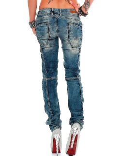 Cipo & Baxx slim fit Jeans Damen Stonewashed WD175 Blue W30/L32