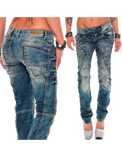 Cipo & Baxx slim fit Jeans Damen Stonewashed WD175 Blue W30/L32
