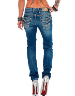 Cipo & Baxx slim fit Jeans Damen Stonewashed WD201 Blue W29/L32