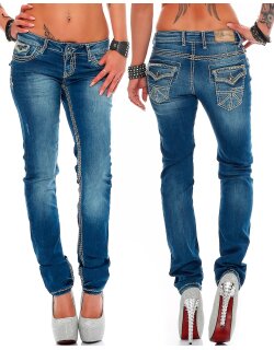 Cipo & Baxx slim fit Jeans Damen Stonewashed WD201 Blue W30/L32