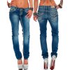 Cipo & Baxx slim fit Jeans Damen Stonewashed WD201 Blue W30/L32