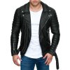 Reichstadt Herren Kunstlederjacke RS001 PU black - silver zipper XS