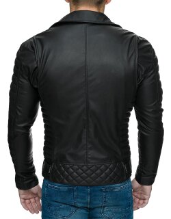 Reichstadt Herren Kunstlederjacke RS001 PU black - silver zipper M