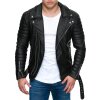 Reichstadt Herren Kunstlederjacke RS001 PU black - silver zipper M