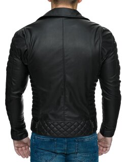 Reichstadt Slim Fit Kunstleder Jacke Silver Zipper RS001PU Black L