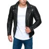 Reichstadt Slim Fit Kunstleder Jacke Silver Zipper RS001PU Black L