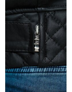 Reichstadt Herren Kunstlederjacke RS001 PU black - silver zipper XXL