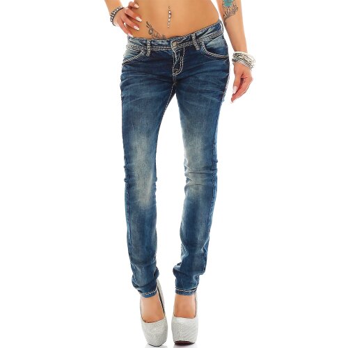 Cipo & Baxx Slim Fit Jeans Damen Stonewashed  WD240 Blue W31/L32