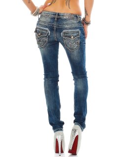 Cipo & Baxx Slim Fit Jeans Damen Stonewashed  WD240 Blue W31/L32