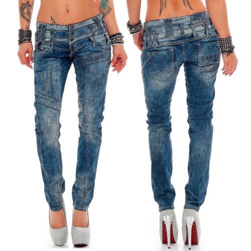 Cipo & Baxx slim fit Jeans Damen Stonewashed WD245 Blue W29/L34