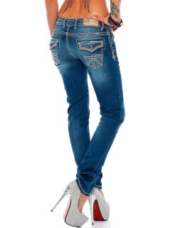 Cipo & Baxx slim fit Jeans Damen Stonewashed WD201 Blue W32/L32
