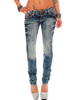 Cipo & Baxx Regular Fit Jeans Damen Stonewashed  WD222 Blue W29/L32
