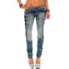 Cipo & Baxx Regular Fit Jeans Damen Stonewashed  WD222 Blue W30/L32