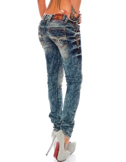 Cipo & Baxx Regular Fit Jeans Damen Stonewashed  WD222 Blue W30/L34