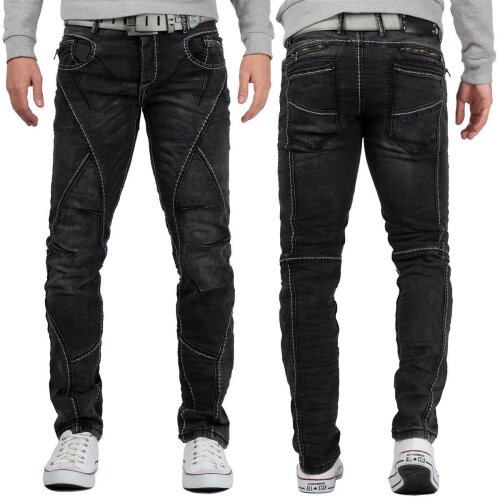 Cipo & Baxx straight fit Jeans Herren Stonewashed CD288 Black W32/L34