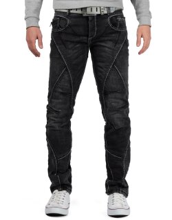 Cipo & Baxx straight fit Jeans Herren Stonewashed CD288 Black W32/L34