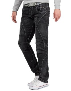 Cipo & Baxx straight fit Jeans Herren Stonewashed CD288 Black W32/L34