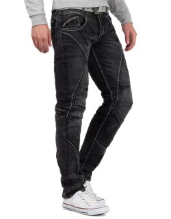 Cipo & Baxx straight fit Jeans Herren Stonewashed CD288 Black W32/L34