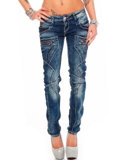 Cipo & Baxx Slim Fit Jeans Damen Stonewashed  WD200B Blue W26/L32